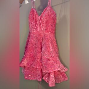 SHEIN Glittery Pink Formal Kids Dress